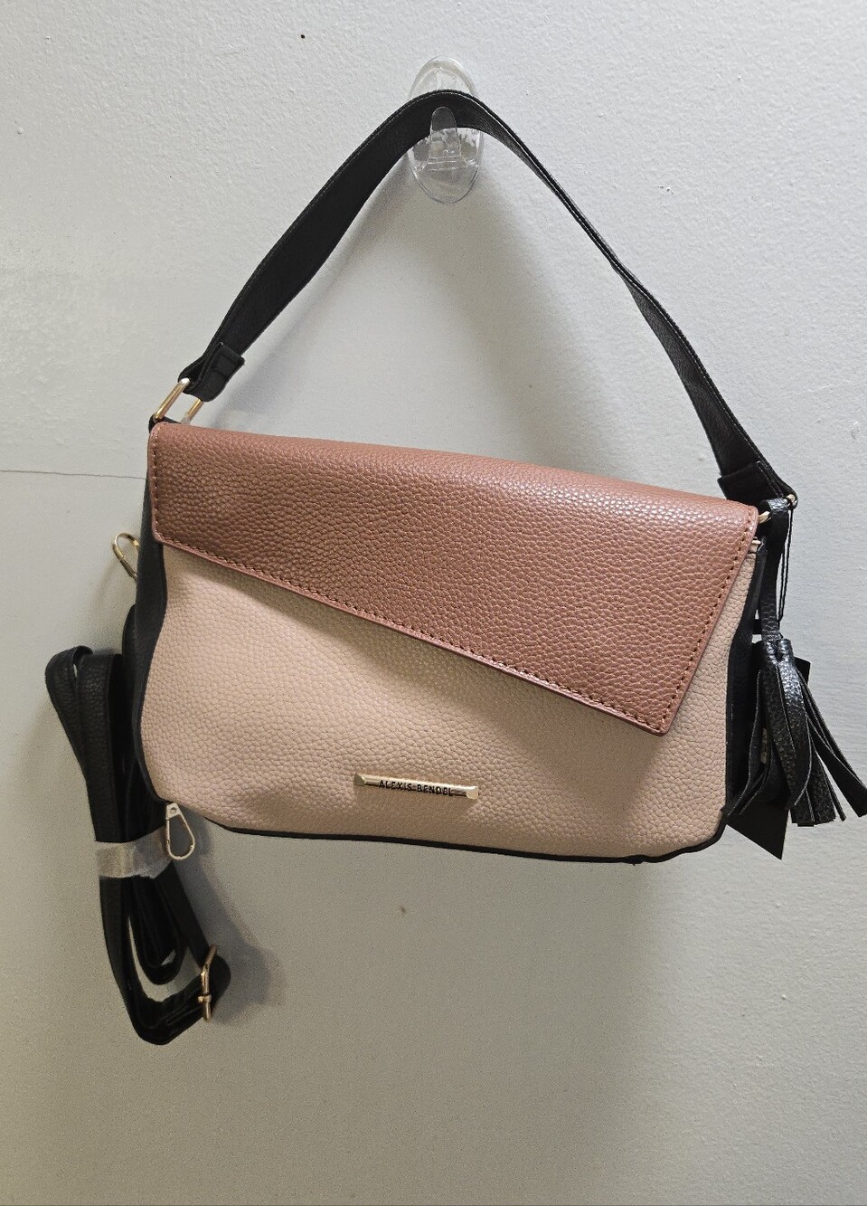 Alexis Bendel Blush Pink & Black Crossbody Shoulder Bag NWT